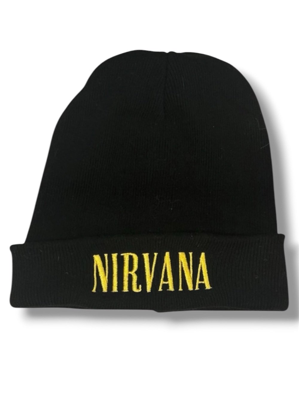 NIRVANA Black Beanie with Yellow Logo Embroidery - Unisex